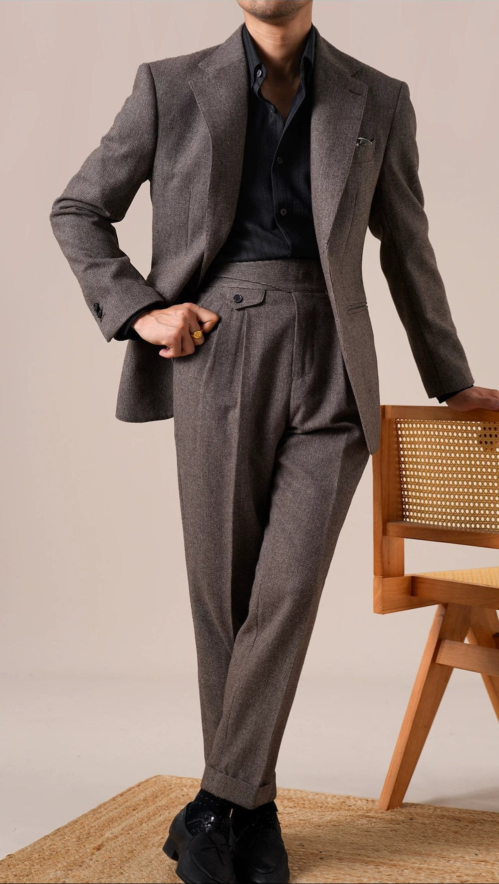 Veste en laine Bergamo Pincheck pour homme