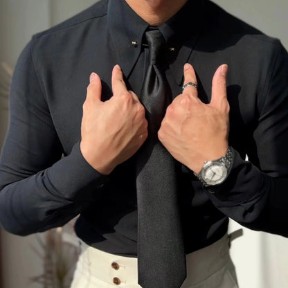 Pointed Collar Shirt with Collar Bar BRABION