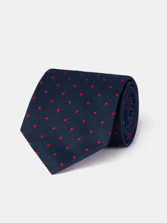 Navy Polka-Dot Tie 9cm - BRABION