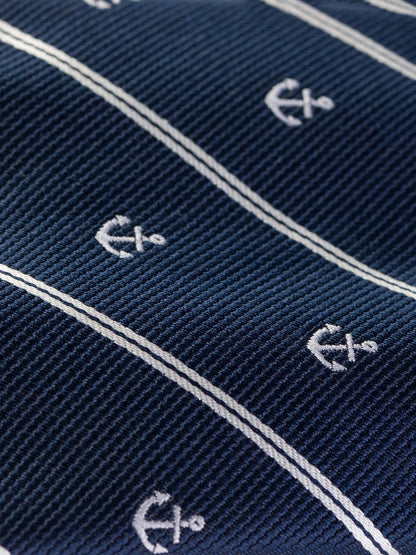 Navy Striped Tie 9cm - BRABION
