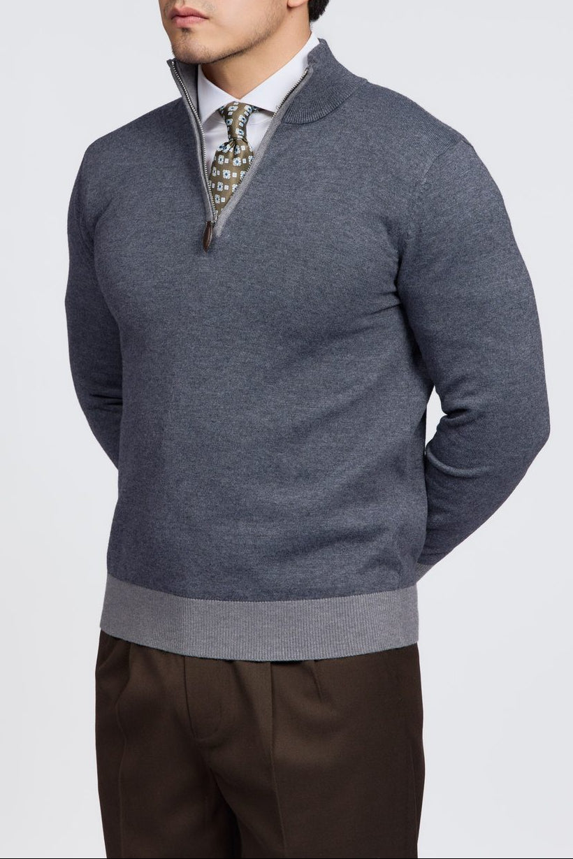 Suéter con media cremallera para hombre | Jersey de punto Amalfi con media cremallera