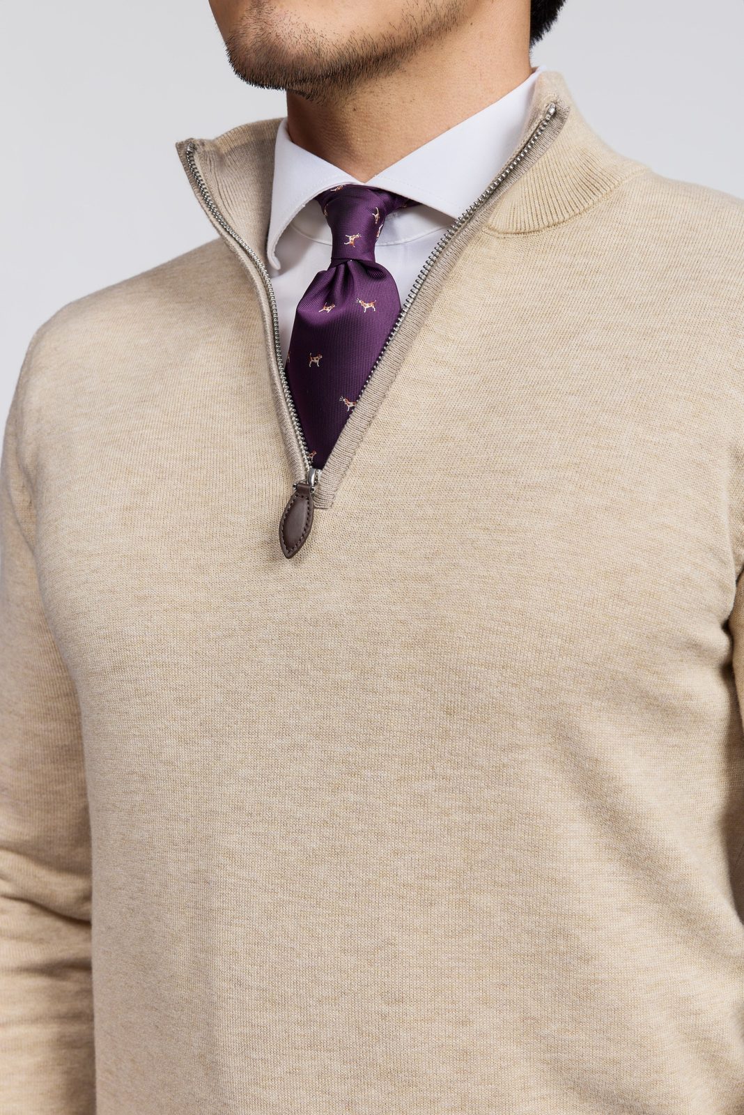 Suéter con media cremallera para hombre | Jersey de punto Amalfi con media cremallera