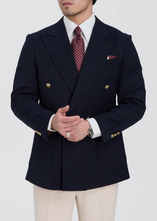 Blazer masculino com botões dourados trespassado azul marinho