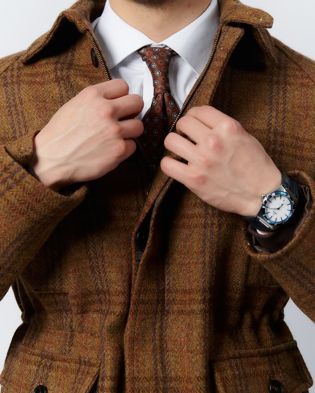 Herren-Tweed-Jacke aus 100 % Wolle
