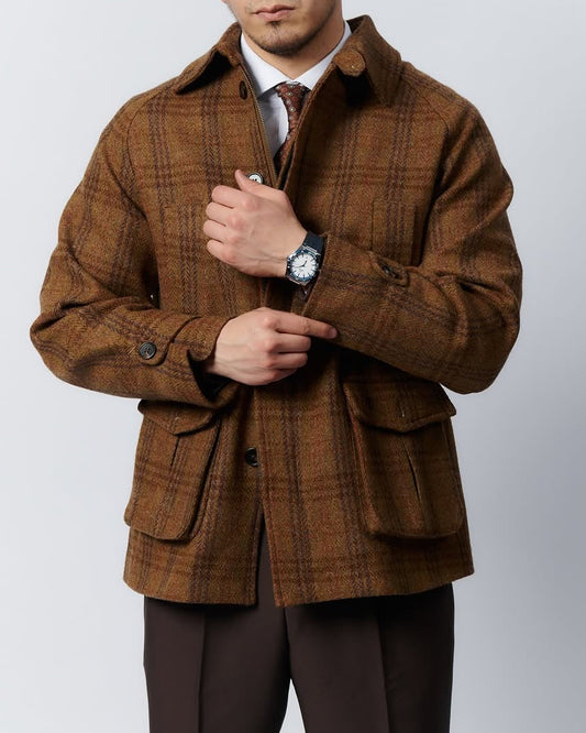 Jaqueta masculina 100% lã tweed