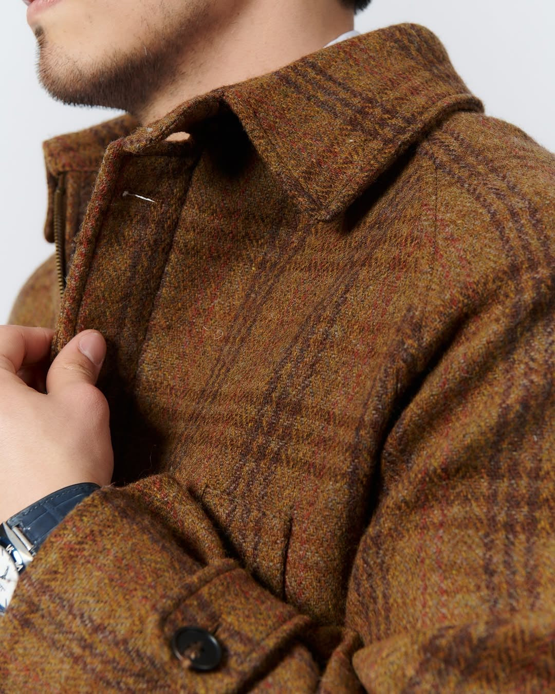 Herren-Tweed-Jacke aus 100 % Wolle