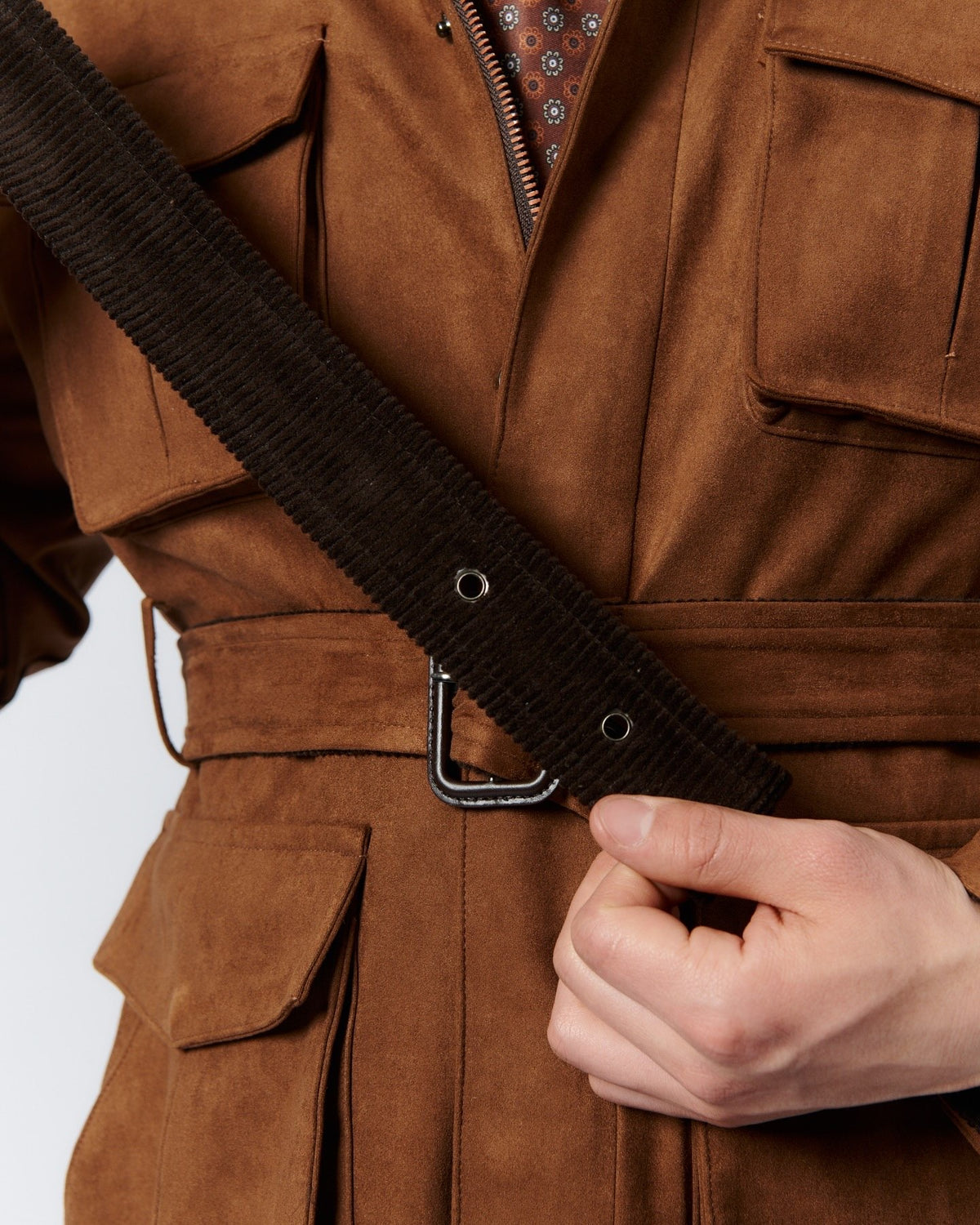 Jaqueta masculina de camurça vintage para caça