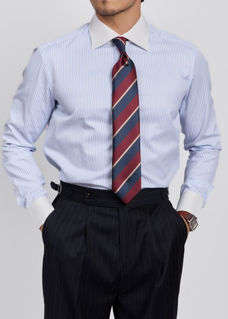 Light Blue Polyester Cotton Men's Shirt
