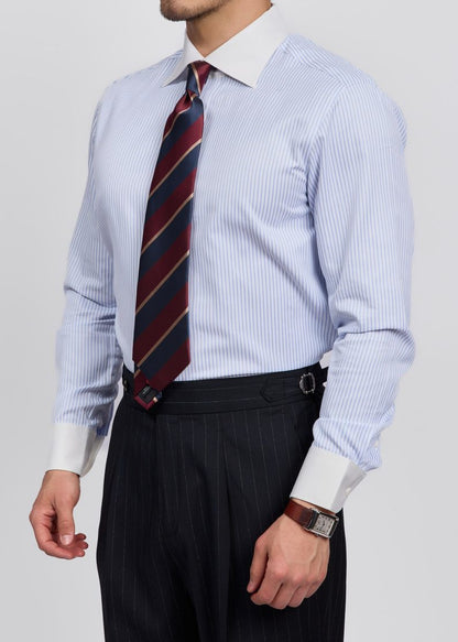 Light Blue Polyester Cotton Men's Shirt