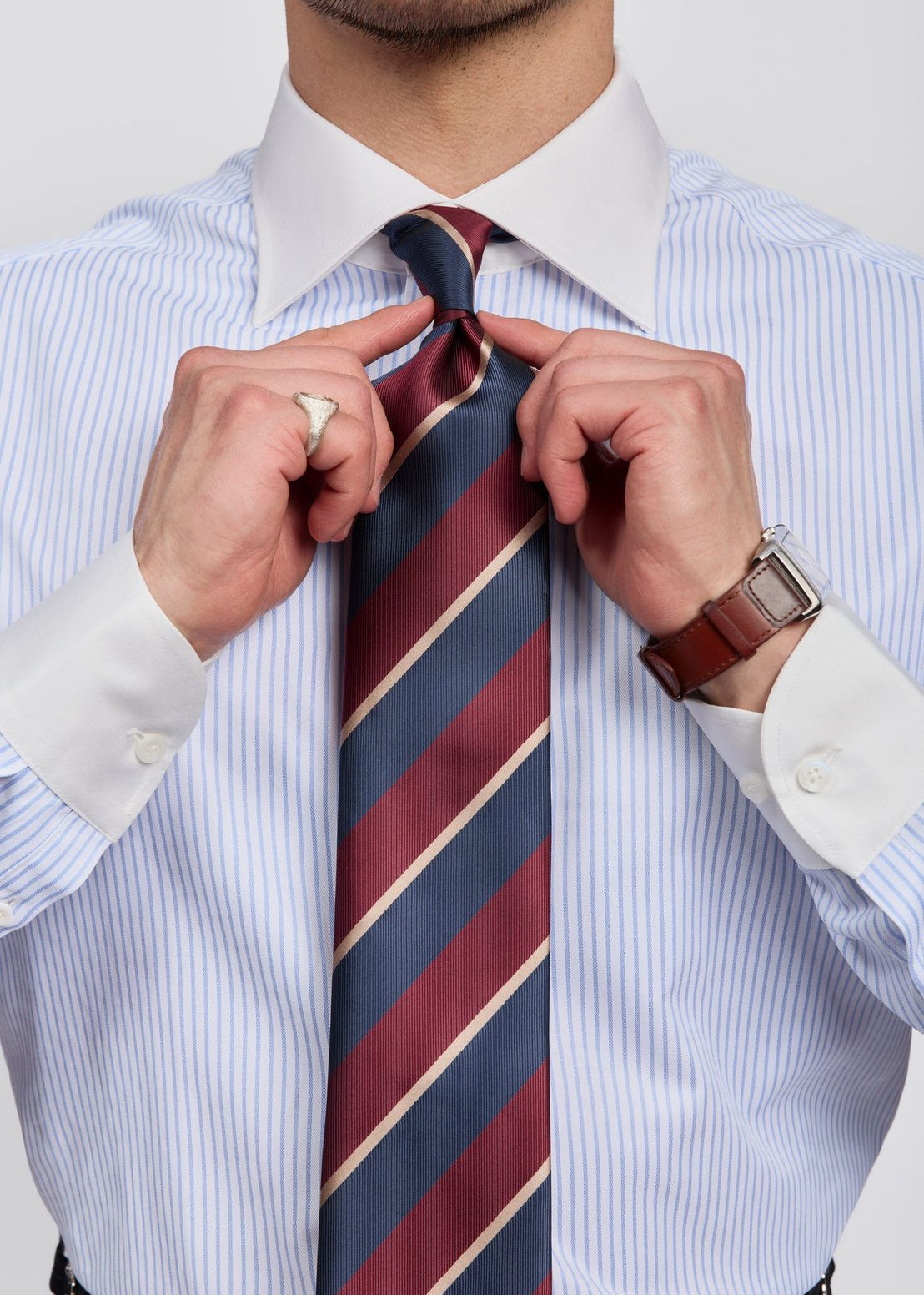 Light Blue Polyester Cotton Men's Shirt
