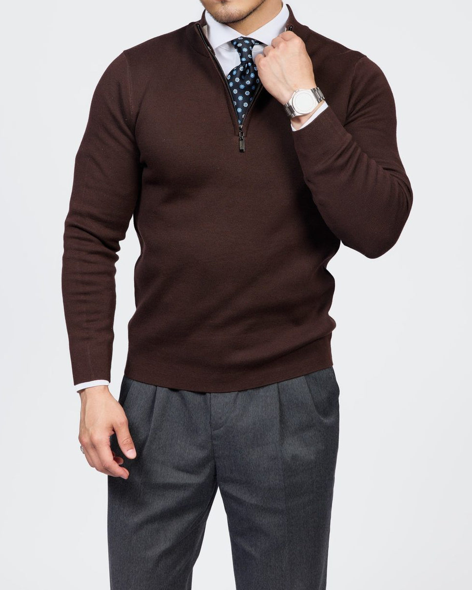 Como Herren-Pullover mit Viertelreißverschluss