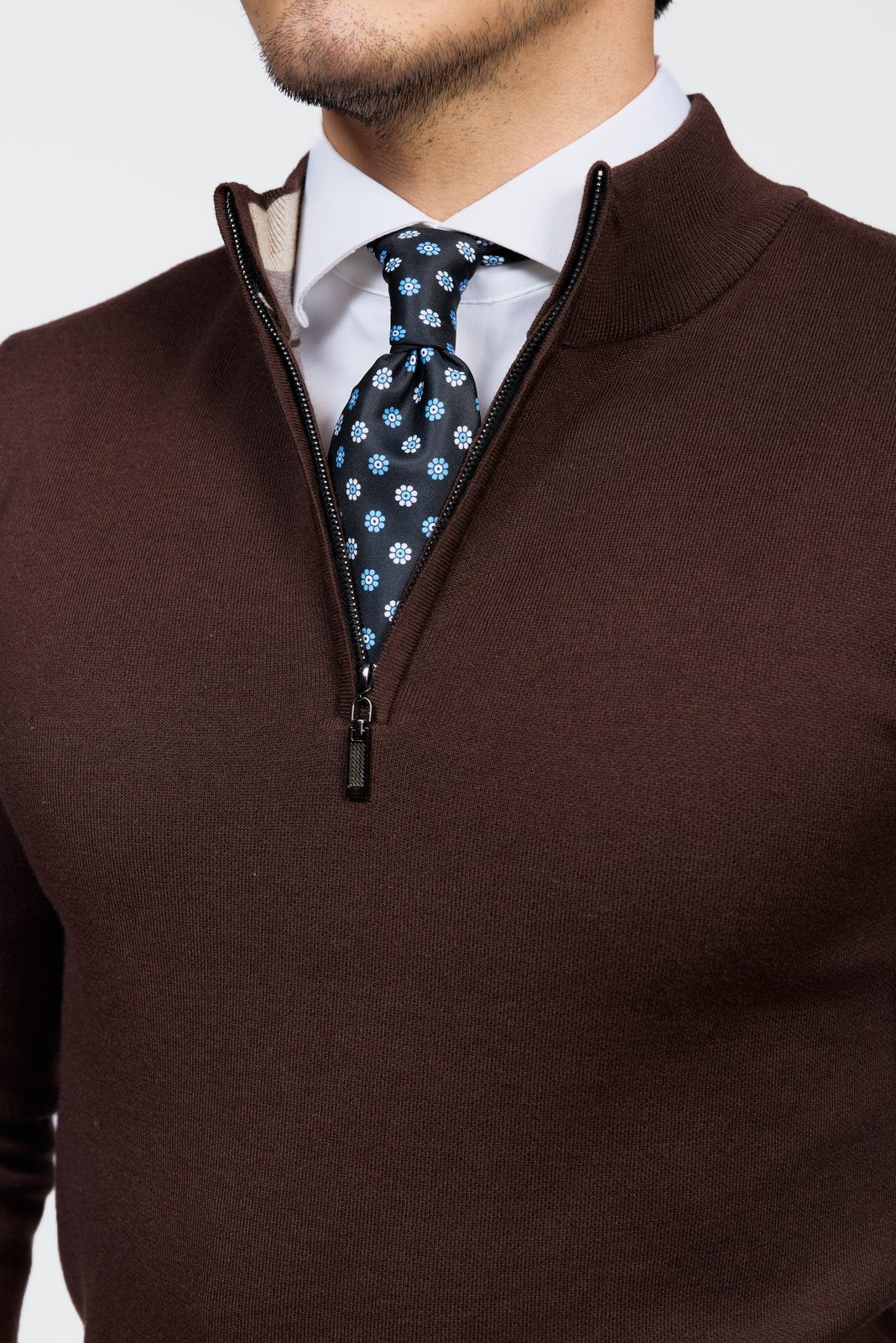 Como Herren-Pullover mit Viertelreißverschluss