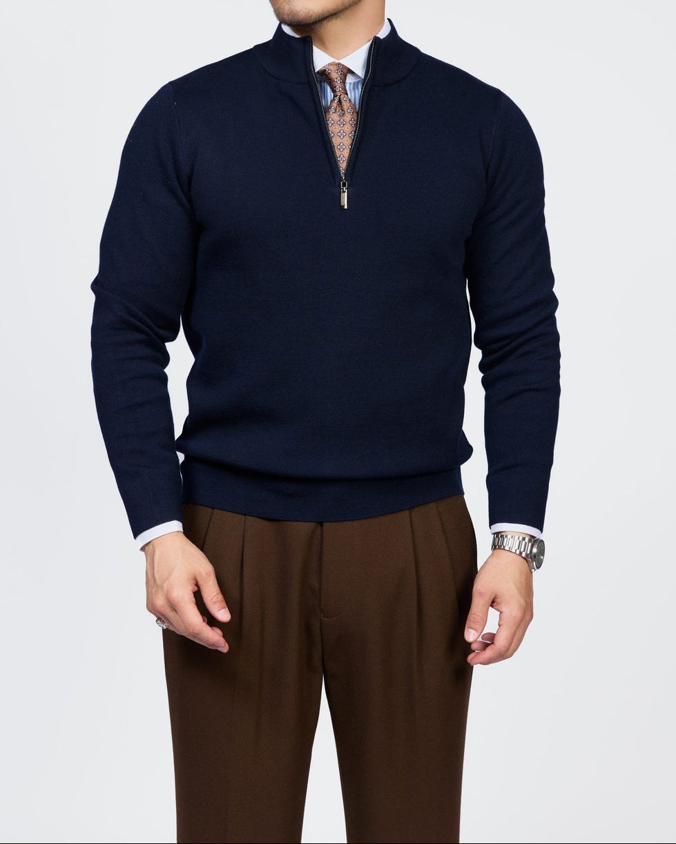 Como Herren-Pullover mit Viertelreißverschluss