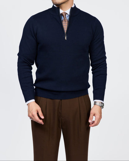 Como Herren-Pullover mit Viertelreißverschluss