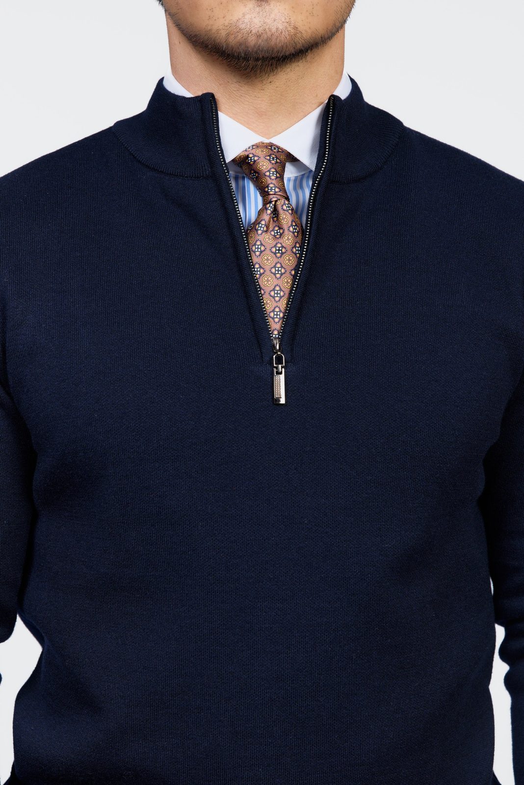 Como Herren-Pullover mit Viertelreißverschluss