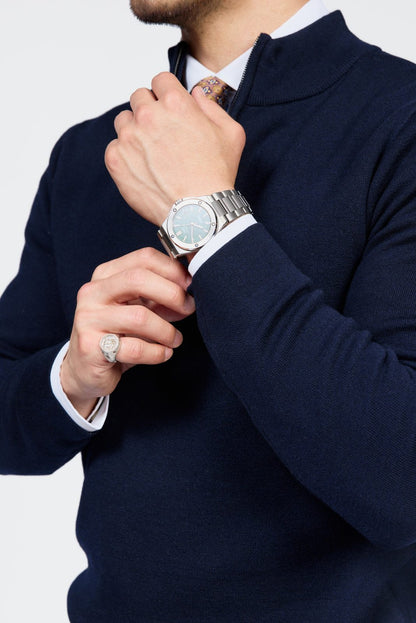 Como Herren-Pullover mit Viertelreißverschluss