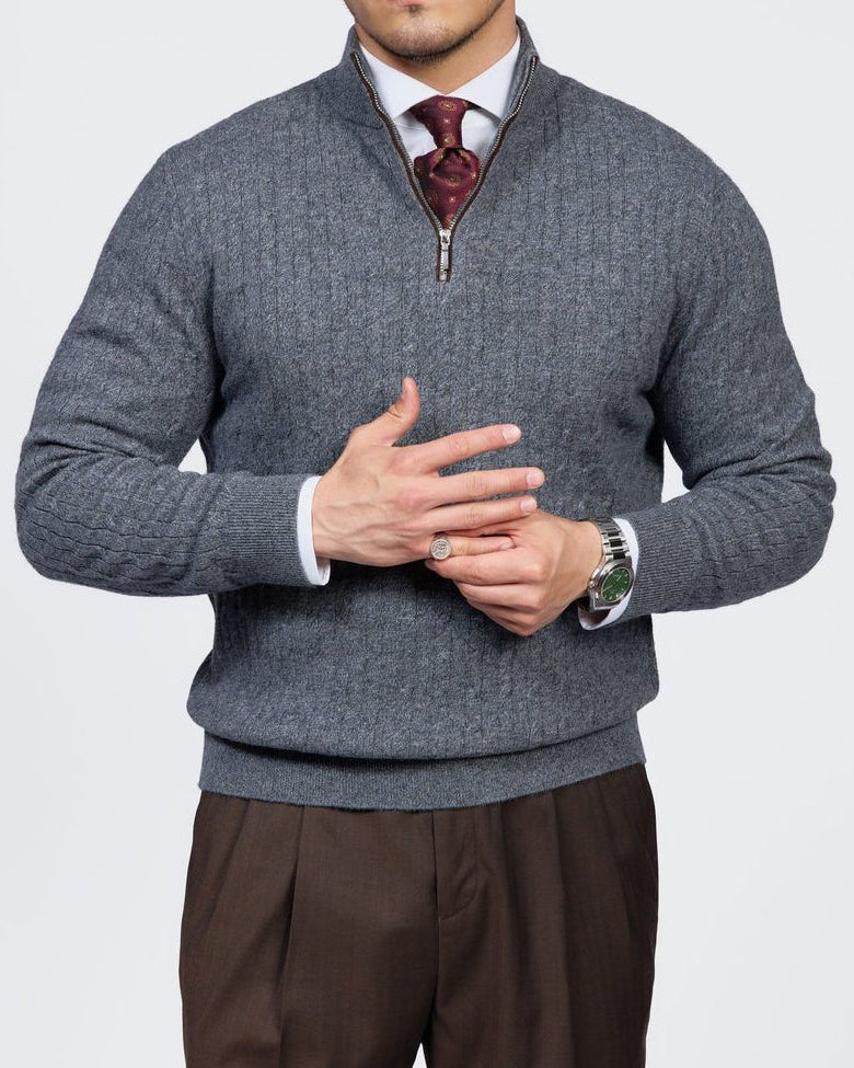 Men's Amalfi Half-Zip Wool Knit Sweater
