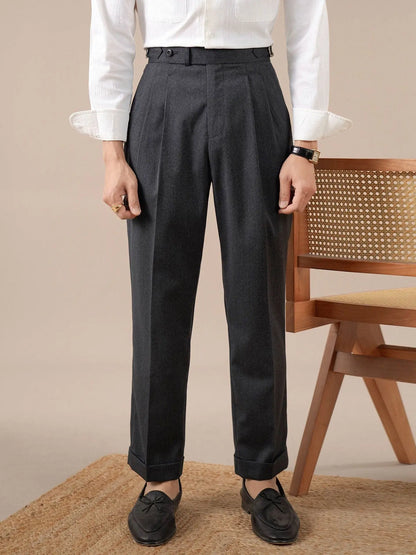 Italian Neapolitan High-Waisted Double-Pleat Men's Trousers - BRABION