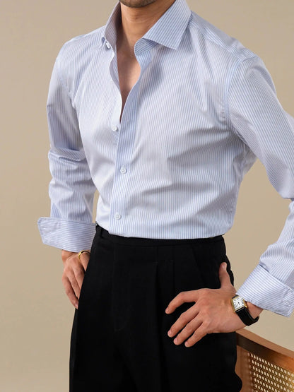 Milano Small Square Collar Striped Dress Shirt BRABION