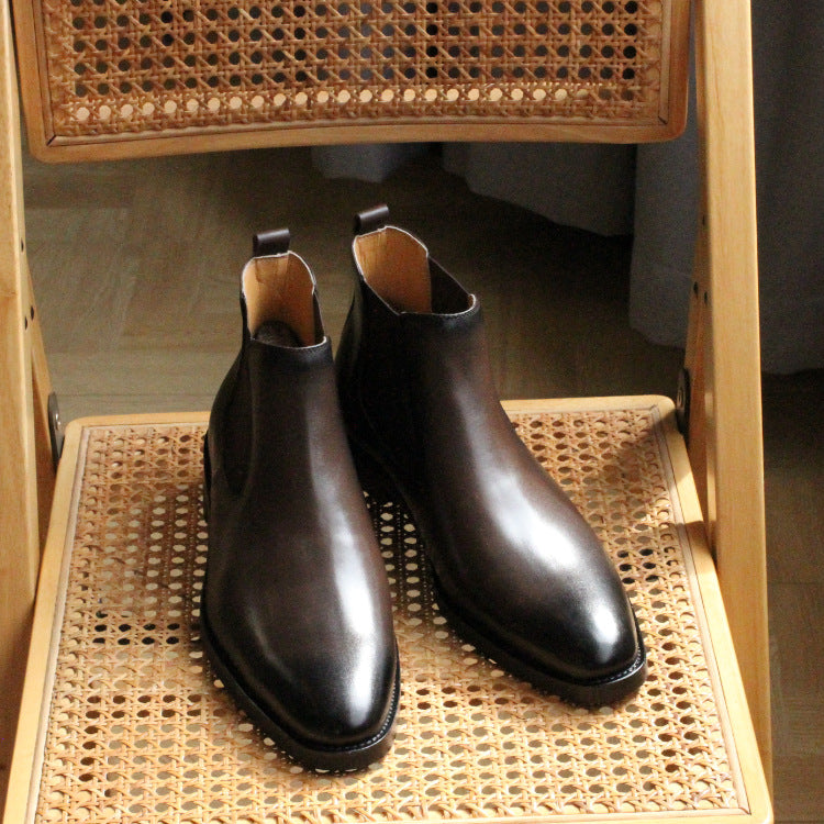Men's Vintage Pointed-Toe Genuine Leather Chelsea Boots