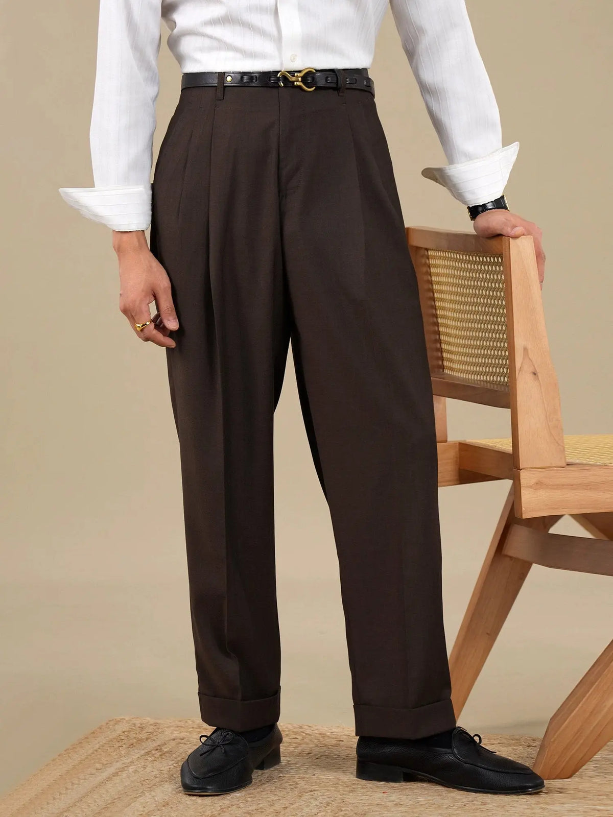 Men's High Waisted Pleated Hollywood Trousers BRABION