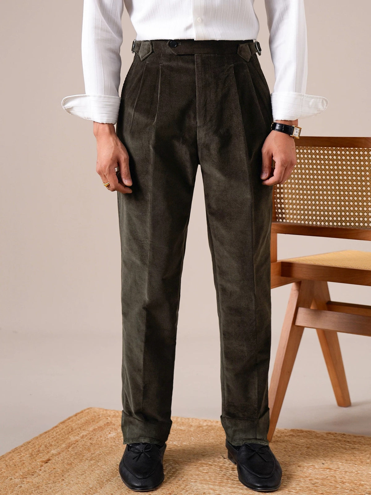 Men's Pleated Corduroy Pants