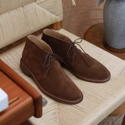 Men's Retro Round Toe Lace-Up Leather Boots