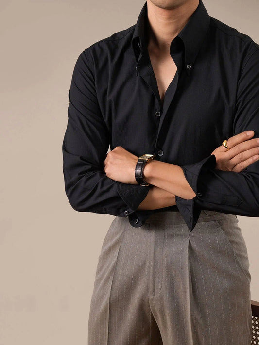 Men's Dress Shirt Bold Pointed Collar Button-Down - BRABION
