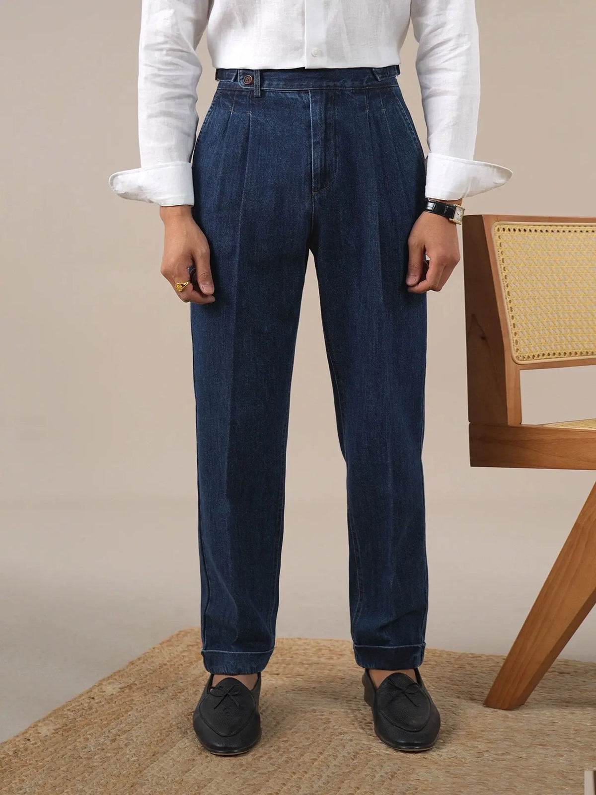 Men's Vintage High-Waist Straight-Leg Jeans - BRABION