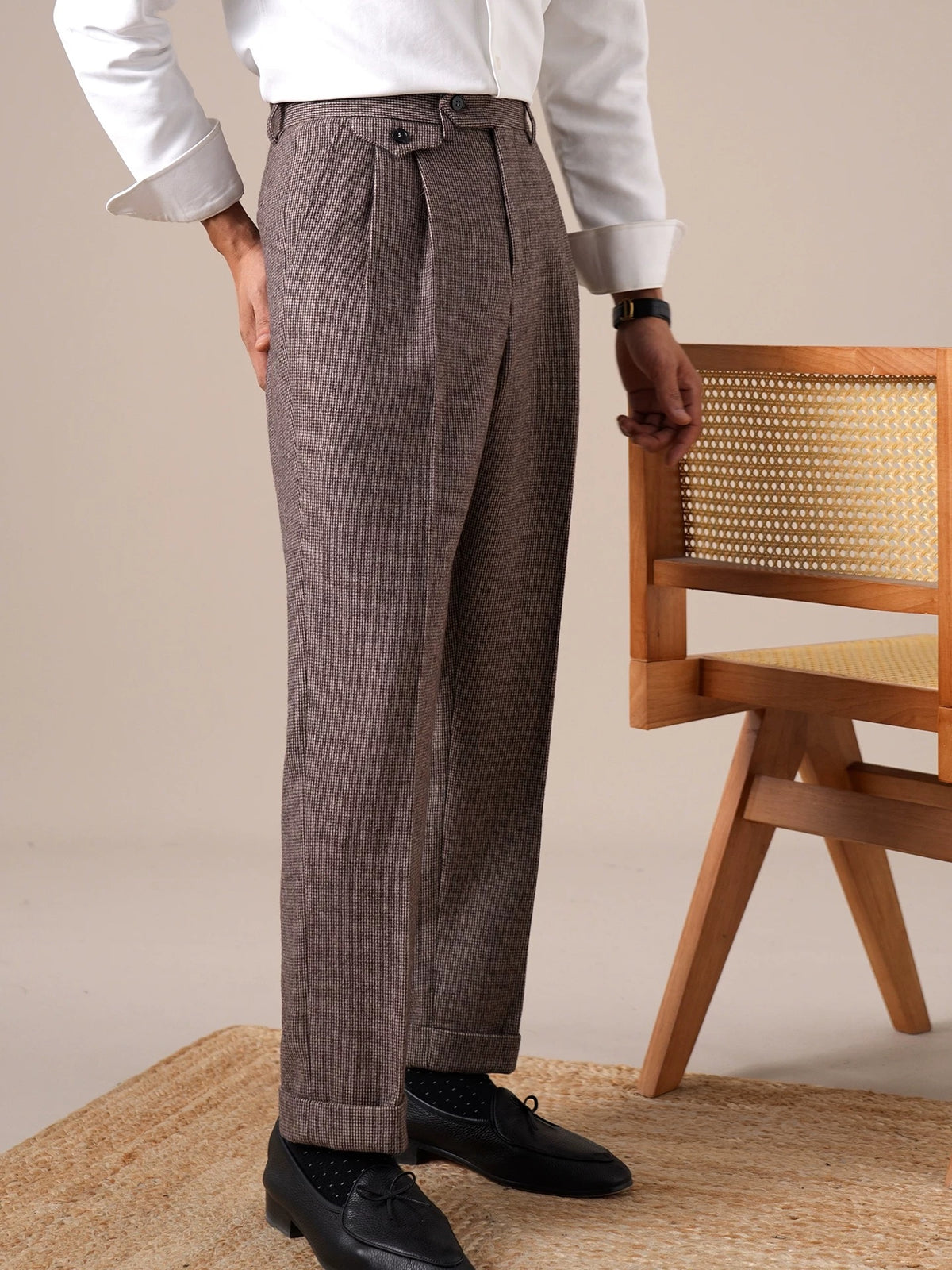Genova High-Waisted Double-Pleat Worsted Wool Trousers