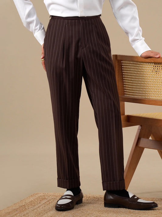 Brabion Lazio Wool Pinstripe High-Waisted Trousers