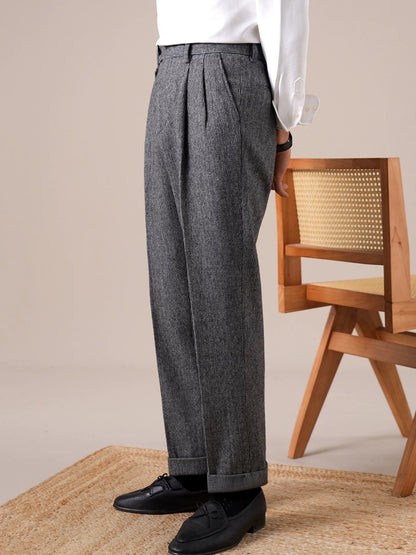 Genova High-Waisted Double-Pleat Worsted Wool Trousers