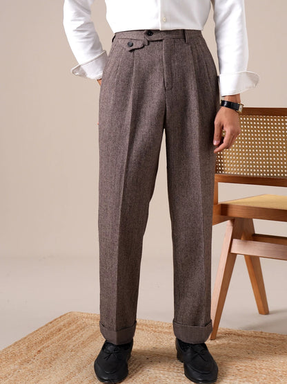 Genova High-Waisted Double-Pleat Worsted Wool Trousers