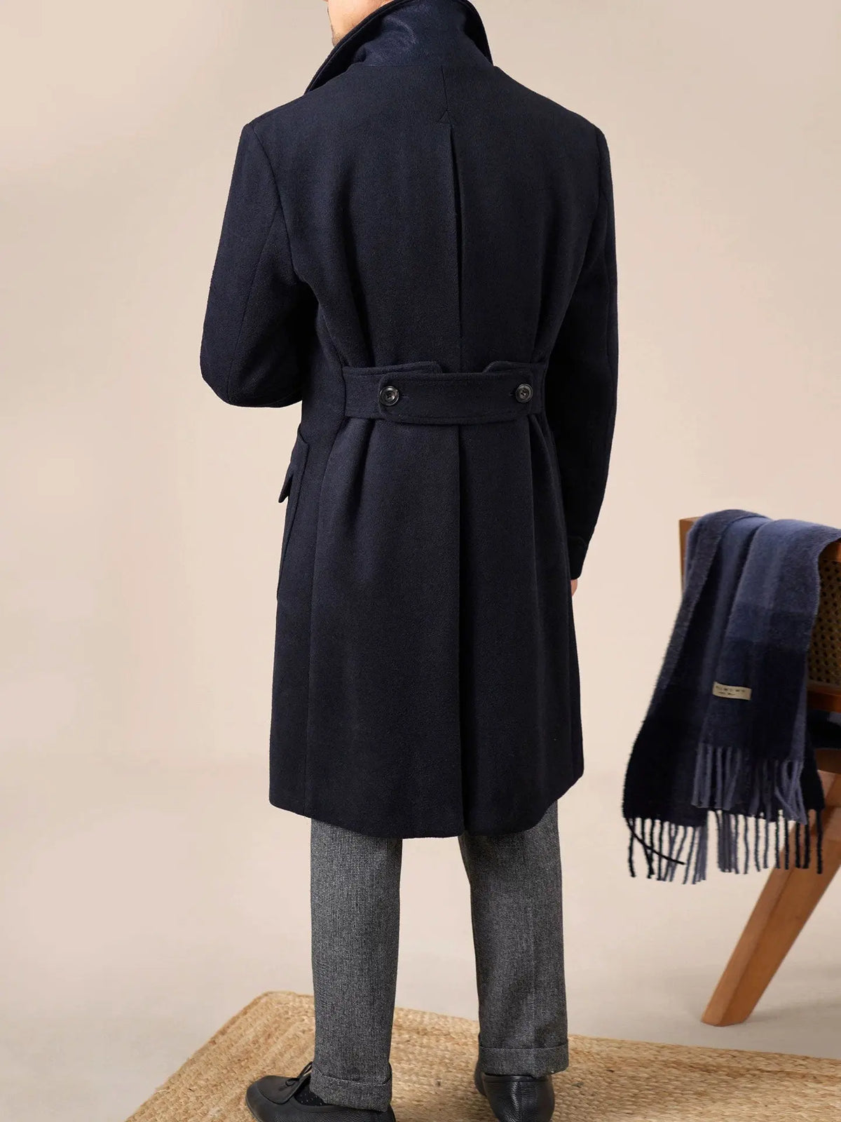 Men’s Double-Breasted Wool Ulster Collar Coat - BRABION