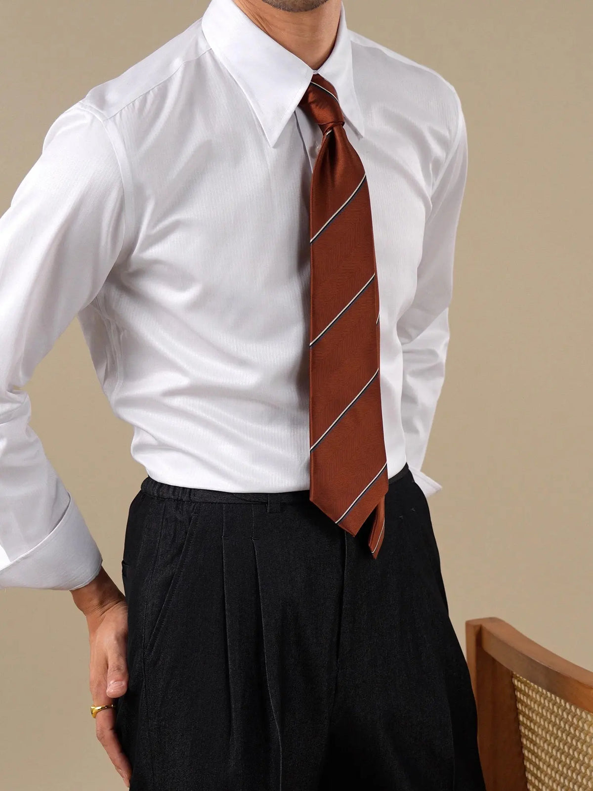 Men's Breathable Striped Long Sleeve Dress Shirt BRABION