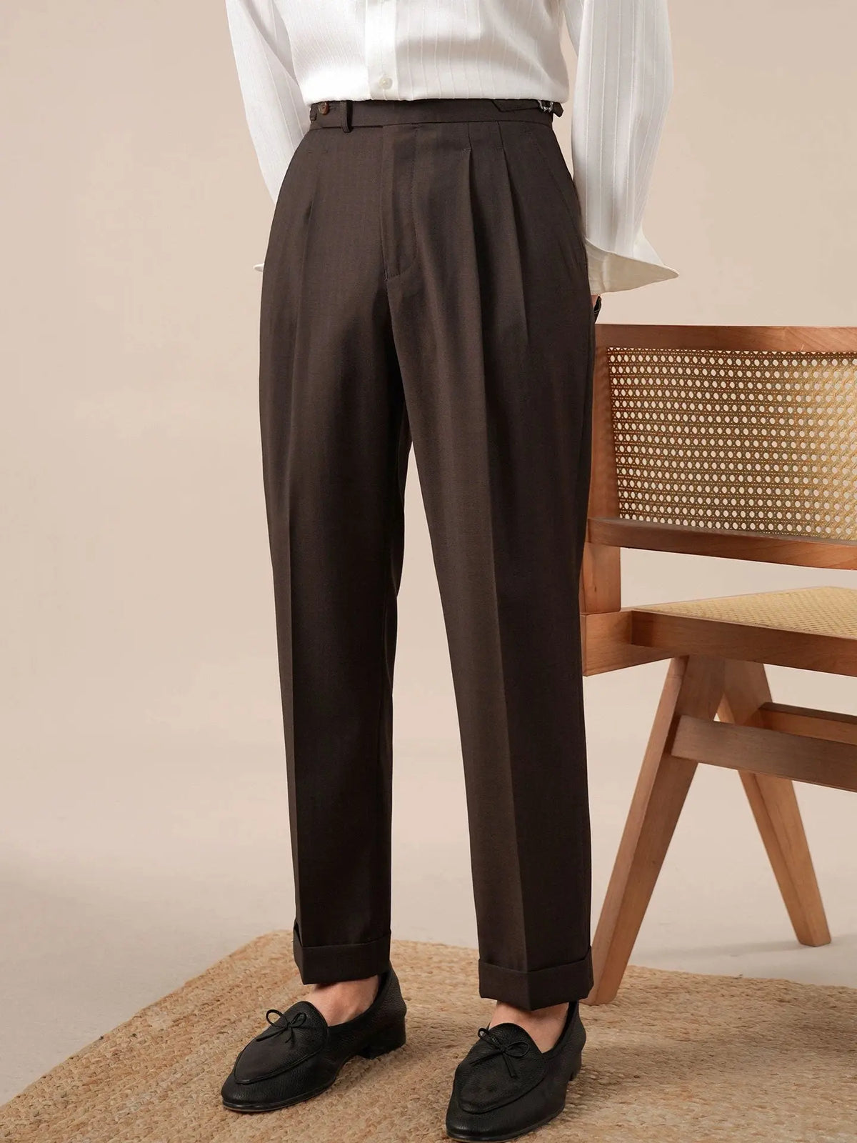 Italian Neapolitan High-Waisted Double-Pleat Men's Trousers - BRABION