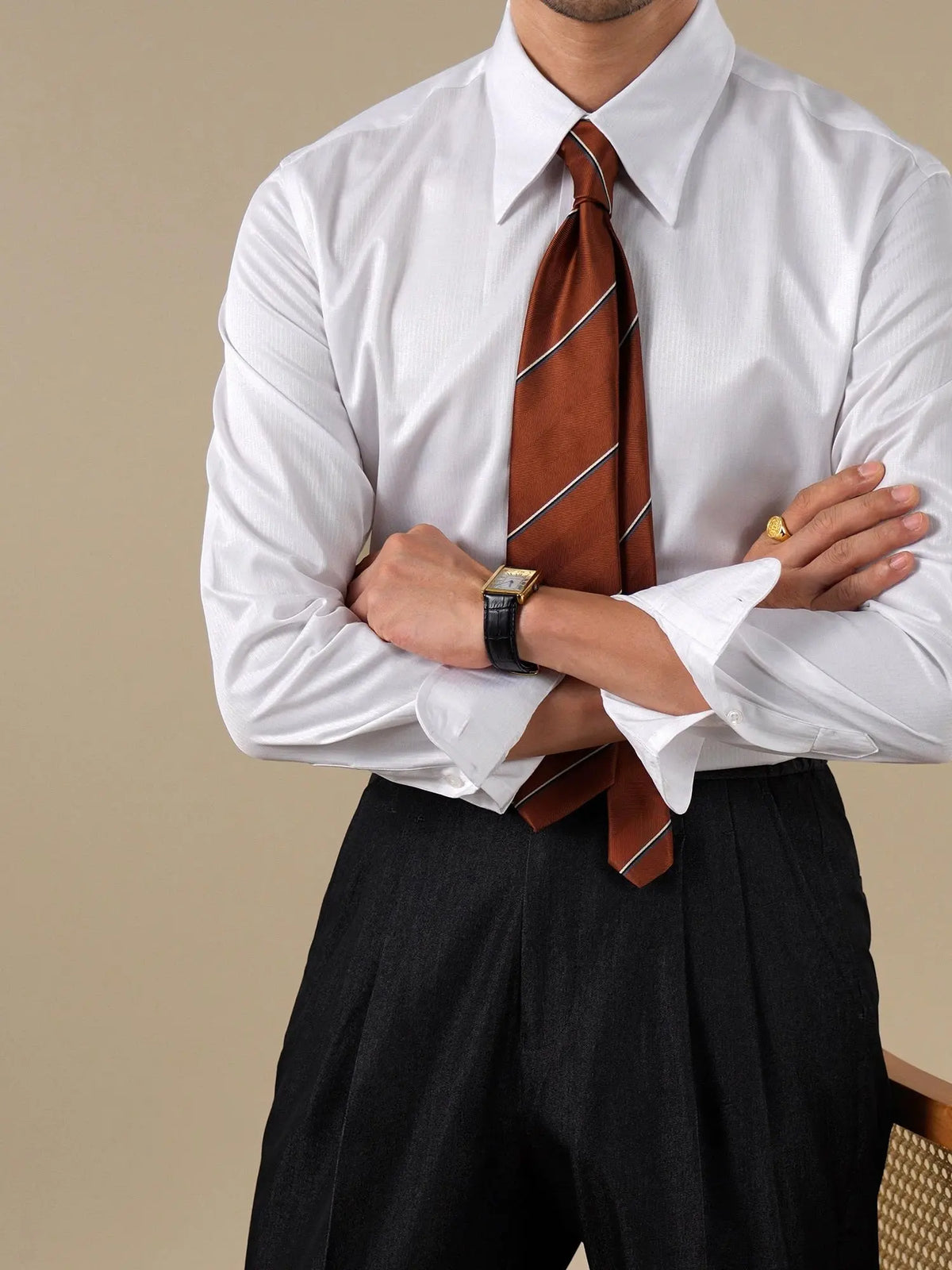 Men's Breathable Striped Long Sleeve Dress Shirt BRABION