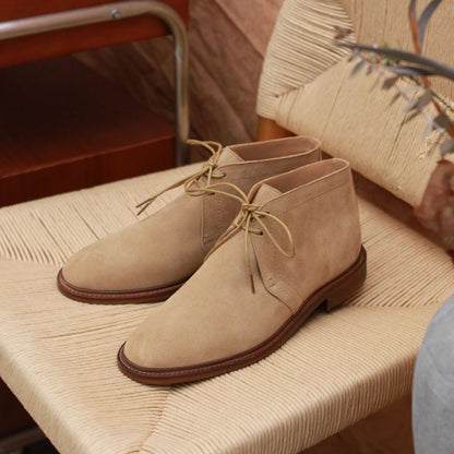 Men's Retro Round Toe Lace-Up Leather Boots