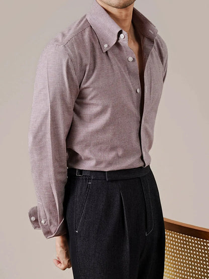 Men’s Italian-Style Point Collar Cotton Dress Shirt - BRABION