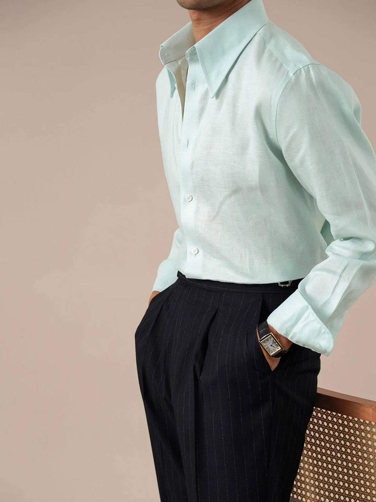 Italian-Style Long Point Collar Breathable Men's Shirt - BRABION