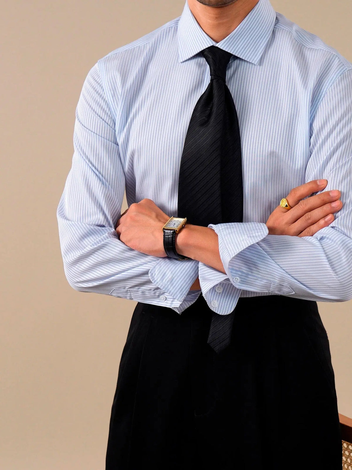 Milano Small Square Collar Striped Dress Shirt BRABION