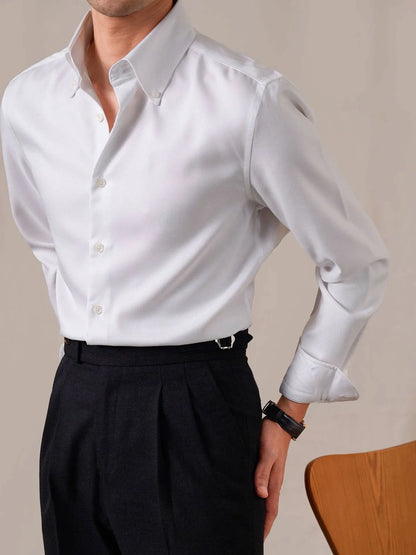 Men’s Italian Point Collar Long Sleeve Dress Shirt - BRABION