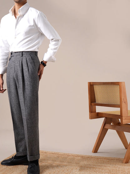 Genova High-Waisted Double-Pleat Worsted Wool Trousers