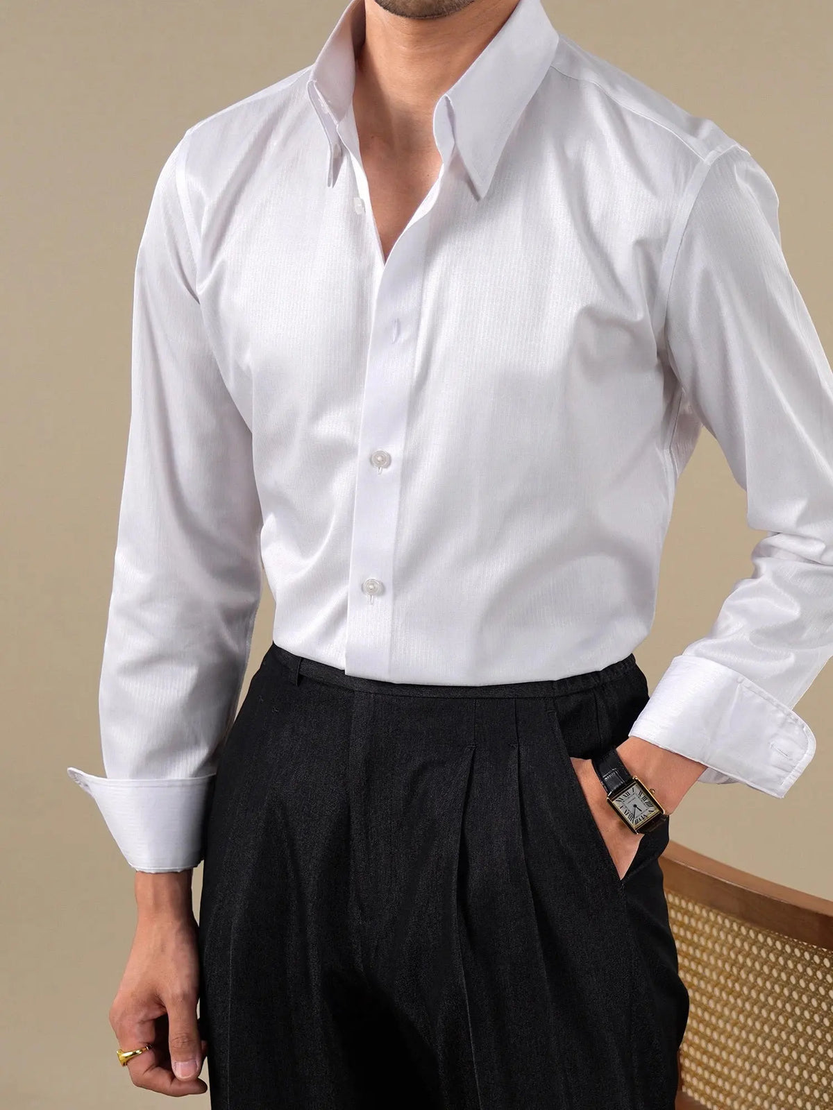 Men's Breathable Striped Long Sleeve Dress Shirt BRABION