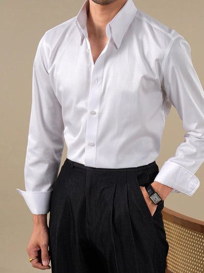 Men's Breathable Striped Long Sleeve Dress Shirt BRABION