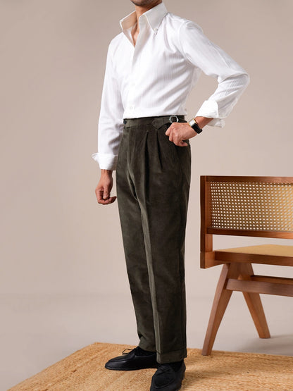 Men's Pleated Corduroy Pants