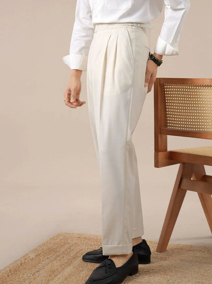 Men's High-Waisted Double-Pleated Dress Trousers - BRABION