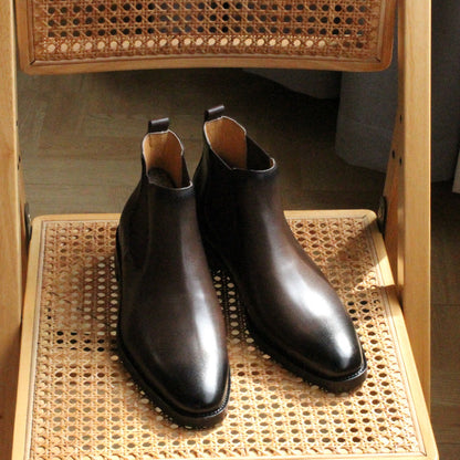 Men's Vintage Pointed-Toe Genuine Leather Chelsea Boots