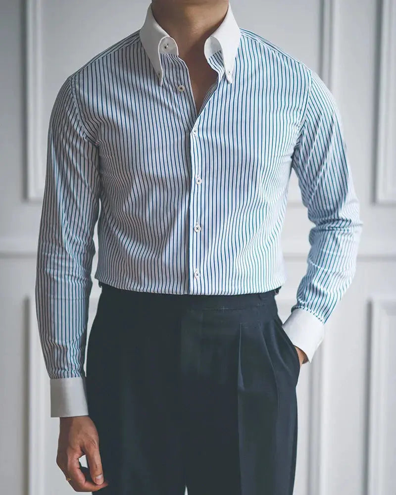 Stripped Blue Dress Shirt - BRABION