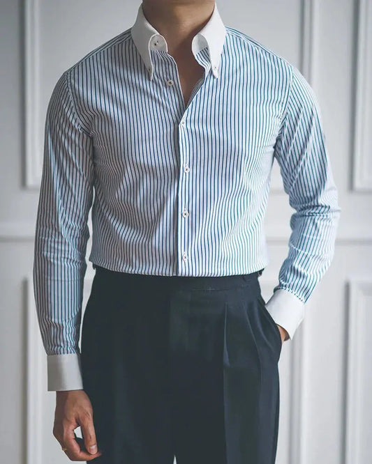 Stripped Blue Dress Shirt - BRABION